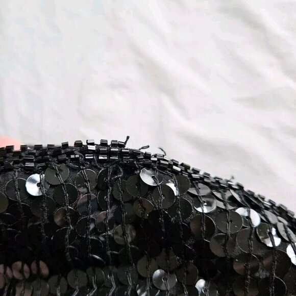 Michel Antoni Top Womens 2X Black Short Sleeve Sequined Silk Witchy Goth Retro - Picture 13 of 15